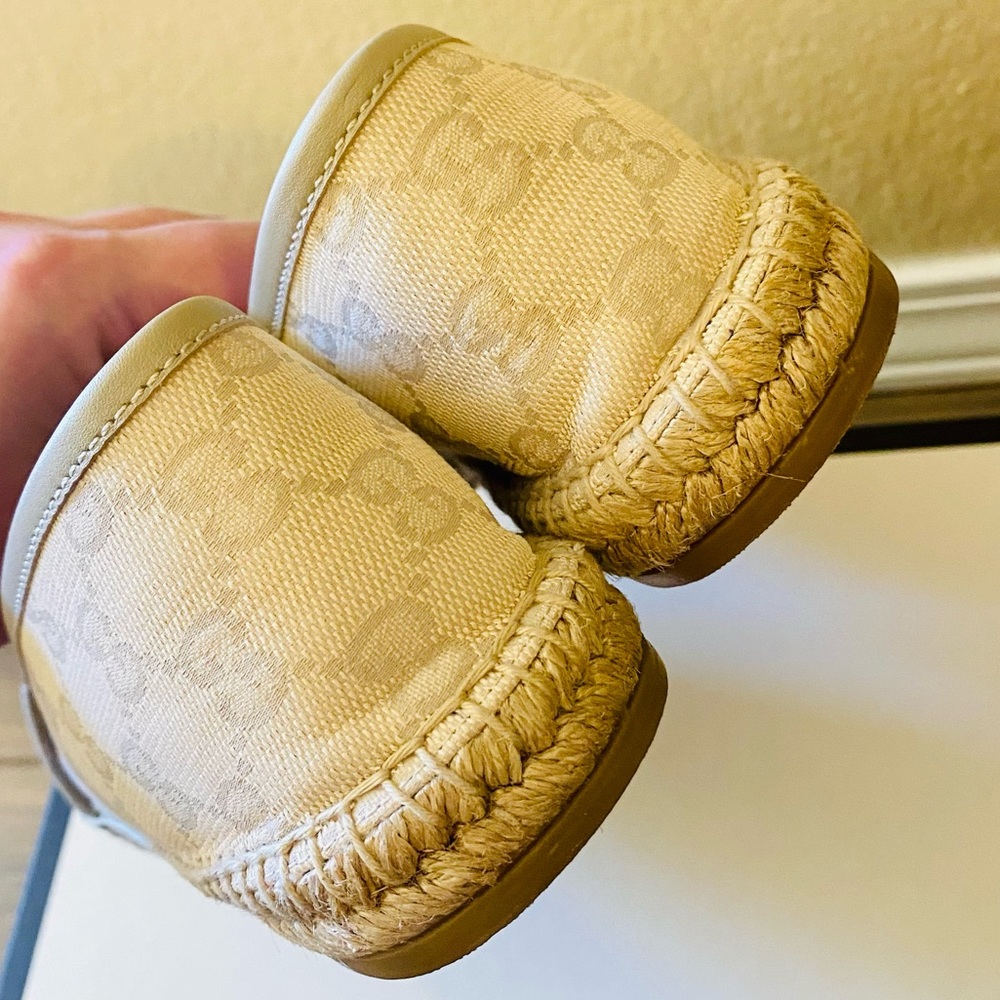 EUC Gucci Cream GG Canvas & Leather Trim Espadrilles - Picture 8 of 16